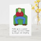 Middelbare man slechte humeur, humor. kaart (Gele Bloem)