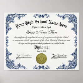 Middelbare school afstuderen diploma, GED certific Poster