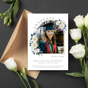 Middelbare school Bloemen Foto Afstuderen Aankondiging