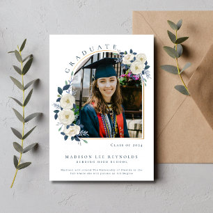 Middelbare school Bloemen Foto Afstuderen Kaart
