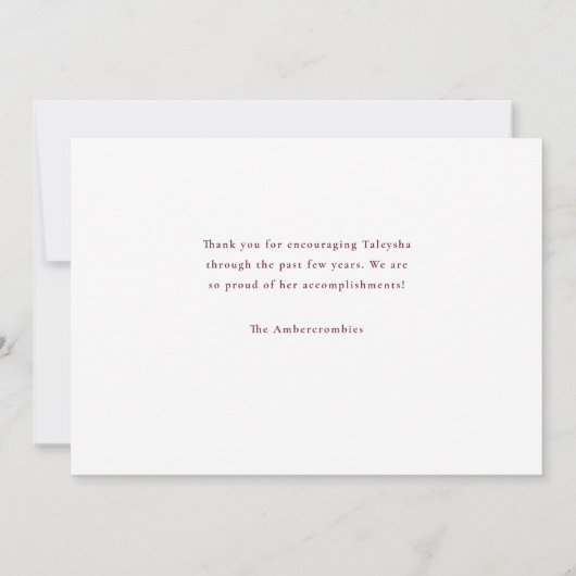 Middelbare school Bourgondië Eenvoudige Afstuderen Aankondiging (Achterkant)