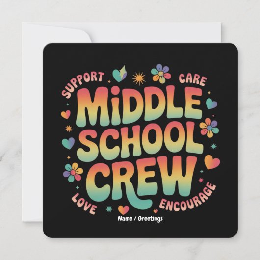 Middelbare School Crew Docent Student Gift Kaart (Voorkant)