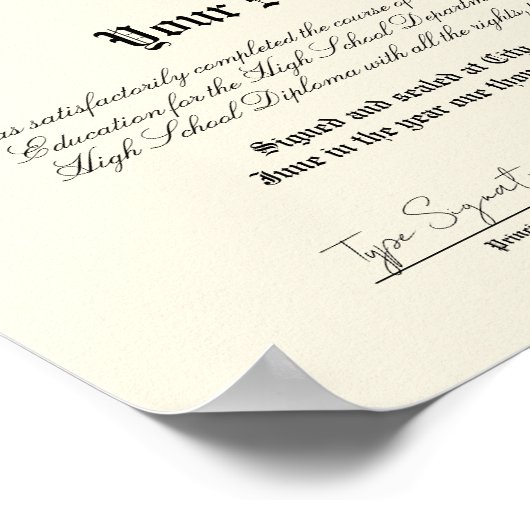 Middelbare school diploma, thuisschool, algemeen e poster (Hoek)