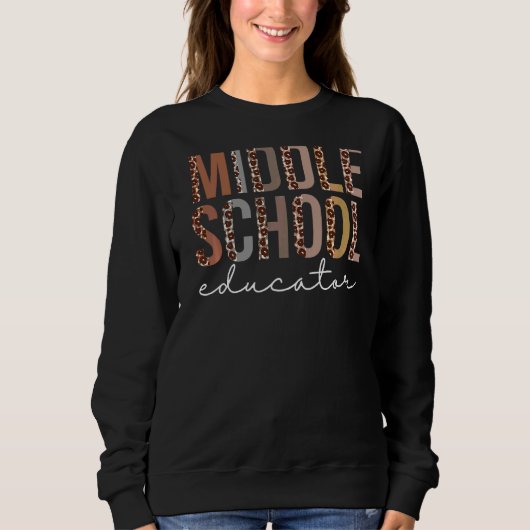 Middelbare School Educator Leopard Waardering Vrou Trui (Voorkant)