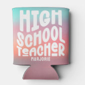 Middelbare school leraar Pink Aqua Gradient Blikjeskoeler (Achterkant)