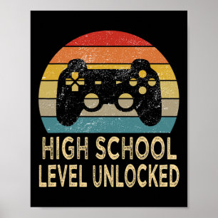 Middelbare school niveau ontgrendelde videogamer e poster