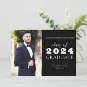 Middelbare school Zwart Modern Minimalistisch Afge Aankondiging (Staand voorkant)