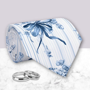 Middelblauw en Witte Coquette Stropdas