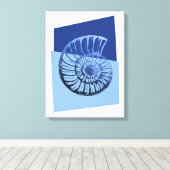 Middelcentraal Moderne Spiral Shell Print Ocean Bl (Insitu (Houten vloer))