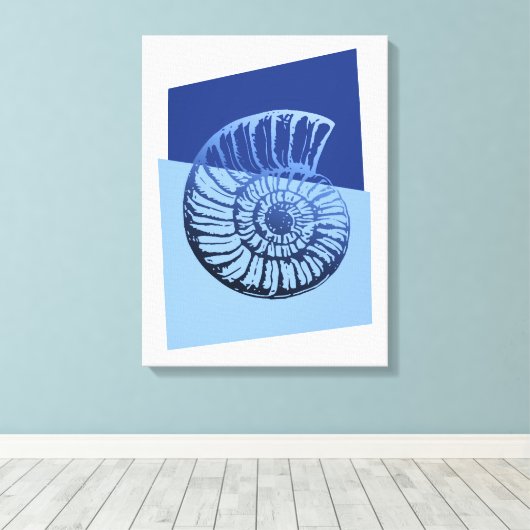 Middelcentraal Moderne Spiral Shell Print Ocean Bl (Insitu (Houten vloer))