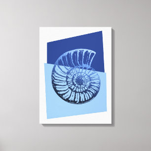 Middelcentraal Moderne Spiral Shell Print Ocean Bl