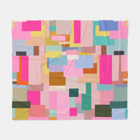 Middelcentraalmodern Abstract meetkundig kleurenbl Fleece Deken (Voorkant (Horizontaal))