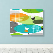 Middelcentury modern gepantserd Canvas Atomic III Afdruk (Insitu (Houten vloer))