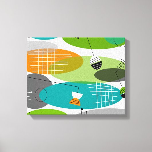 Middelcentury modern gepantserd Canvas Atomic III Afdruk (Voorkant)