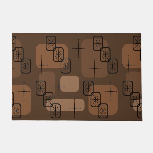 Middelcentury Modern Sputnik Brown Deurmat (Voorkant)
