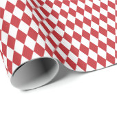 Middeldonkerrood en wit Harlequin-omslagpapier Cadeaupapier (Rol Hoek)