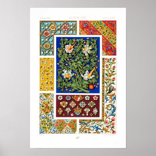 Middeleeuwen patroon van Albert Racinet Poster (Voorkant)