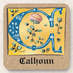 Middeleeuwen, verlicht, letter C Monogram Bier Onderzetter