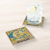 Middeleeuwen, verlicht, letter C Monogram Glazen Onderzetter (Schuin)