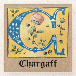 Middeleeuwen, verlicht, letter C Monogram Glazen Onderzetter