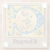 Middeleeuwen, verlicht, letter C Monogram Glazen Onderzetter (Achterkant)