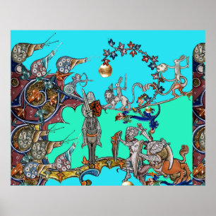 MIDDELEEUWS BESTIARIUM OORLOG, RIDDERS, REUZENSLAK POSTER