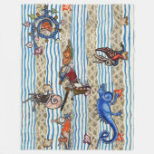 MIDDELEEUWS BESTIARIUM, ZEE MONSTERS FANTASIEDIERE FLEECE DEKEN (Voorkant)