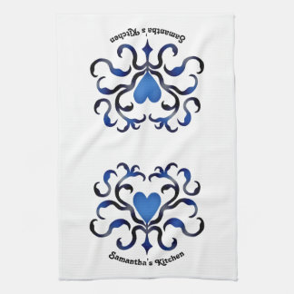 Middeleeuws blauw hart theedoek