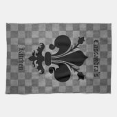 Middeleeuws dambord fleur de lis theedoek (Horizontaal)