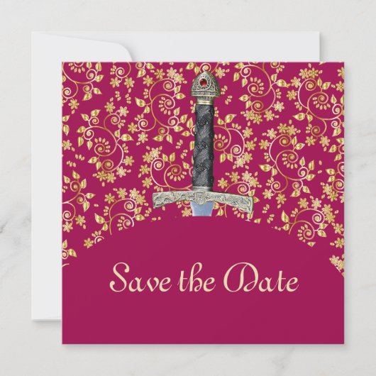 Middeleeuws goud sparen de datum save the date (Voorkant)