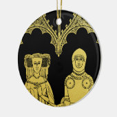 Middeleeuws Graf Messing Rubbing Knight, Dame en K Keramisch Ornament (Links)