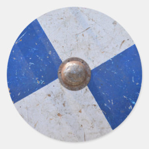 middeleeuws houten schild oorlogswapen knight armb ronde sticker