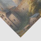 Middeleeuws kasteel bij zonsondergang met sfeervol tissuepapier (Detail)