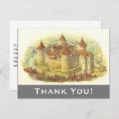 Middeleeuws kasteel "Dank u!" Briefkaart (Voorkant / Achterkant)