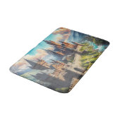 Middeleeuws kasteel in een bergvallei landschap badmat (Gekanteld)