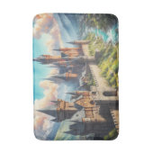 Middeleeuws kasteel in een bergvallei landschap badmat (Voorkant Verticaal)