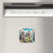 Middeleeuws kasteel in een bergvallei landschap magneet (Insitu (Vaatwasser))