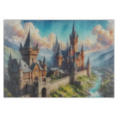 Middeleeuws kasteel in een bergvallei landschap snijplank (Voorkant)