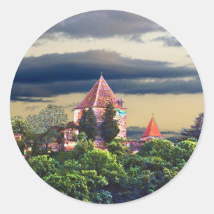 middeleeuws kasteel ronde sticker