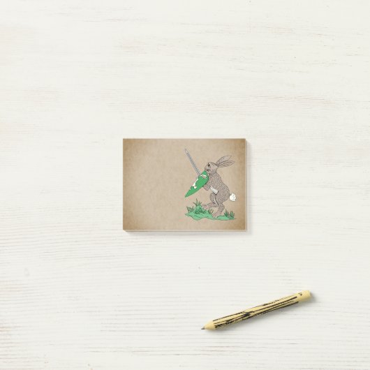 Middeleeuws krijgerkonijn post-it® notes (Op bureau)