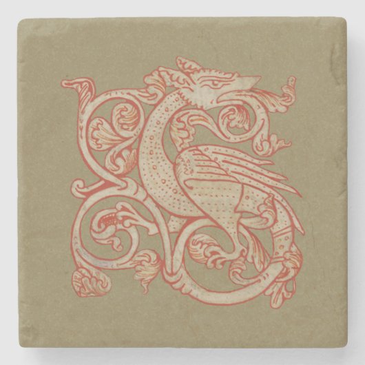 Middeleeuws manuscript Dragon Stone Onderzetter (Voorkant)