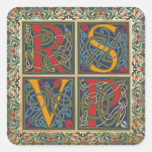 Middeleeuws Manuscript Gothic RSVP Label (Voorkant)