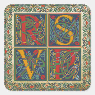 Middeleeuws Manuscript Gothic RSVP Label