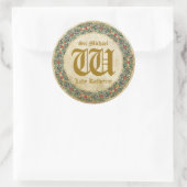 Middeleeuws Manuscript Gothic Trouwlabel Ronde Sticker (Tas)