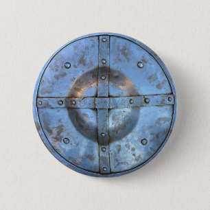 middeleeuws metalen schild - oorlog tegen een hist ronde button 5,7 cm