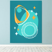 Middeleeuws modern atoomtijdperk 14 Blauwgroen aqu Canvas Afdruk (Insitu (Houten vloer))