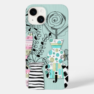 Middeleeuws modern bloemig Blauwgroen monogram Case-Mate iPhone 14 Hoesje