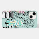 Middeleeuws modern bloemig Blauwgroen monogram Case-Mate iPhone Case (Achterkant (horizontaal))