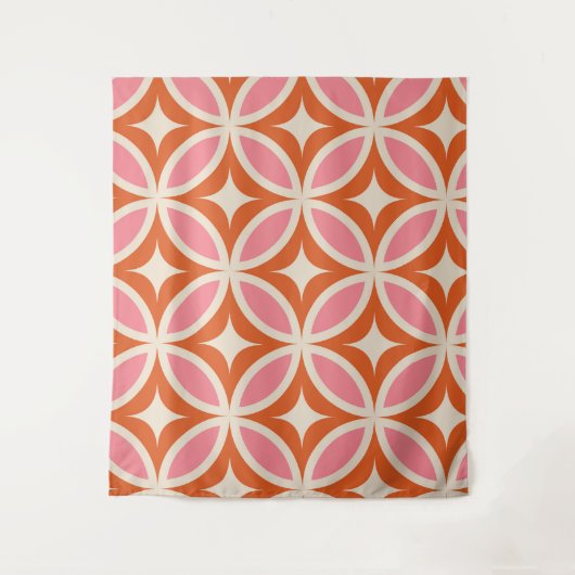 Middeleeuws Modern Geometrisch patroon roze sinaas Wandkleed (Voorkant)