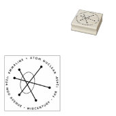 Middeleeuws modern minimalistisch atoomatoom 	rubberstempel (Gestempeld)